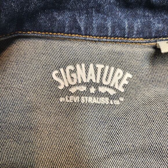 Signature Levi Jean Jacket Womens S Blue Denim Trucker - Picture 3 of 9